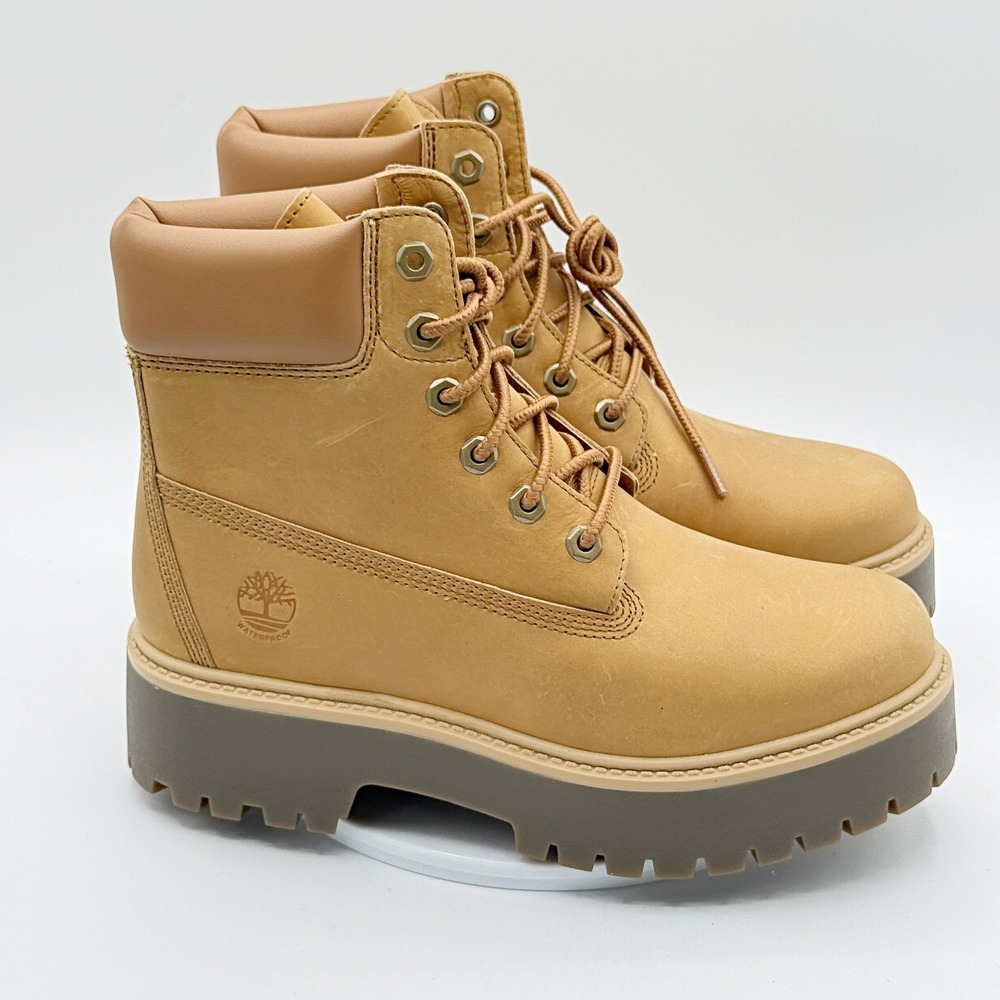 Timberland Stone Street 6 In Lace Waterproof Boot Size 9 Womens Wheat Full Grain